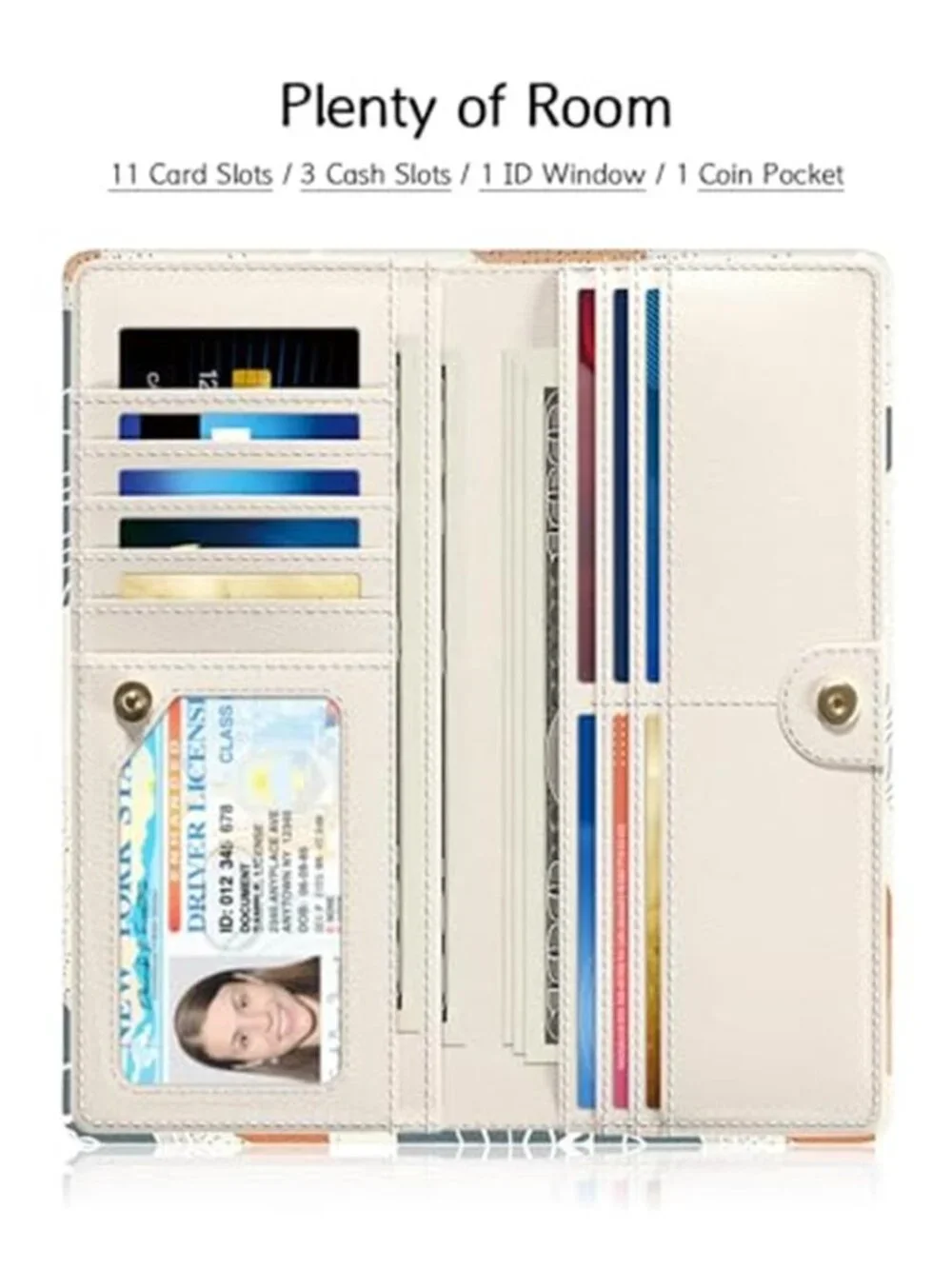 Boho Floral RFID Slim Wallet Womens Leather Bifold Card Holder Coin Purse Clutch